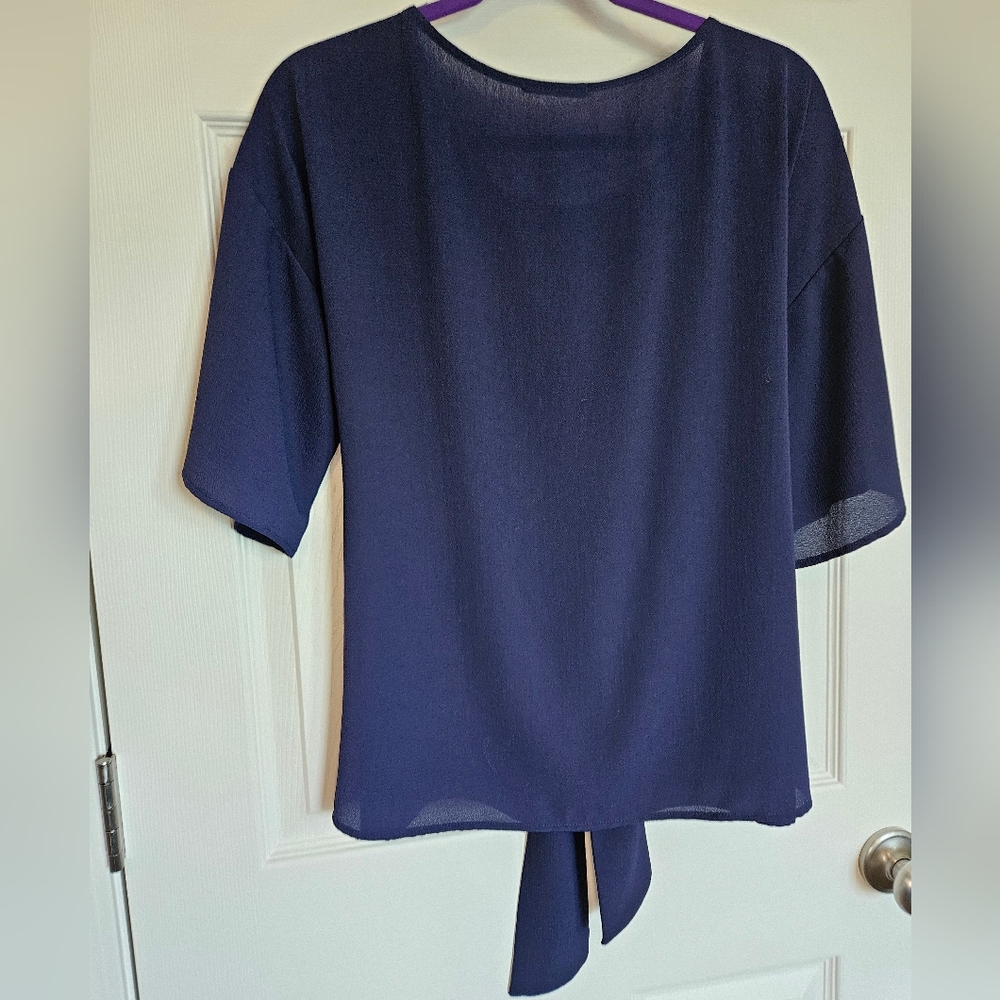 WEST KEI Julianne Tie Front Blouse - Navy - L - Picture 3 of 3